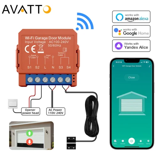 AVA TTO - Abre-puertas de garaje WiFi Tuya