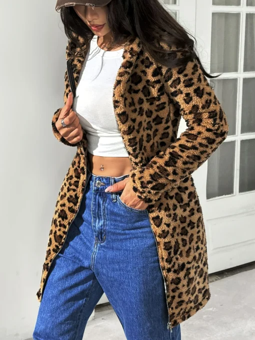 Abrigo de leopardo para mujer 24328