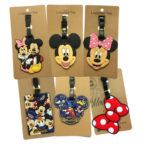 Accesorios de viaje para equipaje con etiqueta linda de Mickey y Minnie