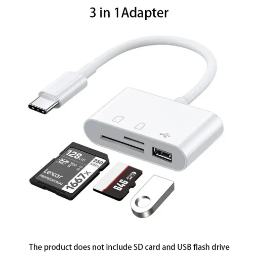 Adaptador 3 en 1 tipo C lector tarjetas SD TF