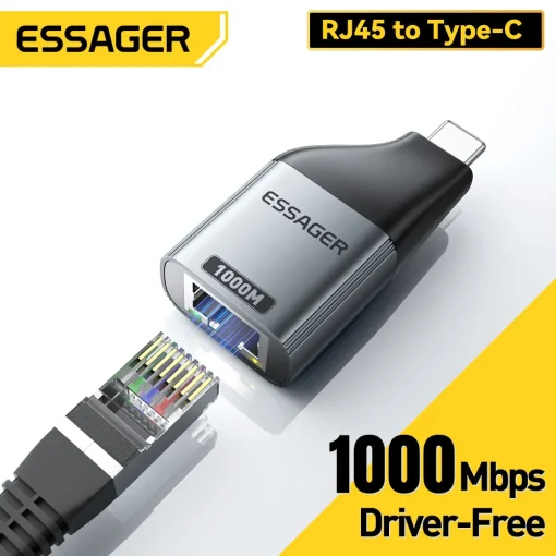 Adaptador Essager Tipo-C a Ethernet, 1001000 Mbps