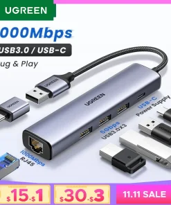 Adaptador Ethernet USB UGREEN 1000100Mbps