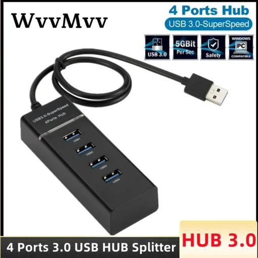 Adaptador HUB USB 4 puertos 2.0 3.0