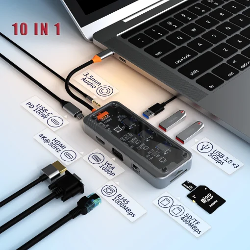 Adaptador USB-C HUB 4K 30Hz tipo C de Basix