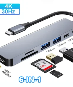 Adaptador USB-C HUB USB3.0 de 87 W PD