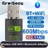 Adaptador USB WiFi y Bluetooth 2 en 1 600Mbps