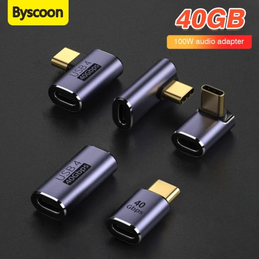 Adaptador USB4.0 de 90 grados, 40 Gbps, OTG tipo C