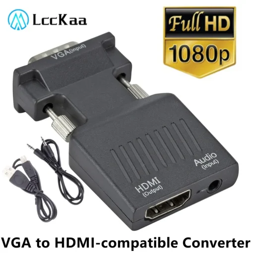 Adaptador VGA a HDMI 1080P VGA macho a HDMI hembra