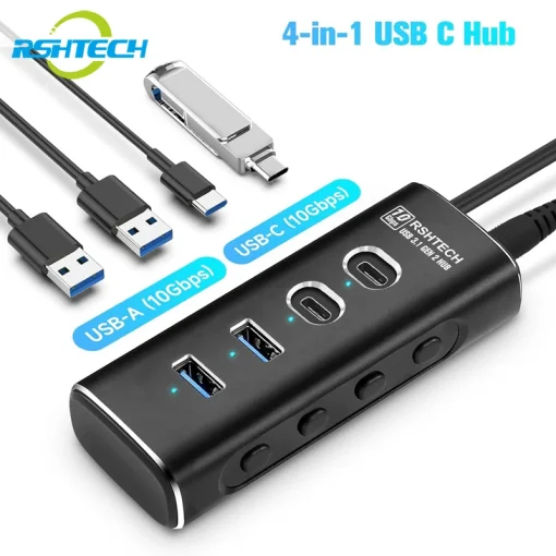 Adaptador concentrador USB C RSHTECH de 10 Gbps