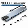 Adaptador de concentrador USB tipo C 3 en 1 a 8K HDTV con lector de tarjetas Sd Tf Rj45, carga rápida Pd para computadora portátil Macbook