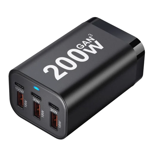 Adaptador de corriente de carga rápida USB-C 200 W de 6 puertos