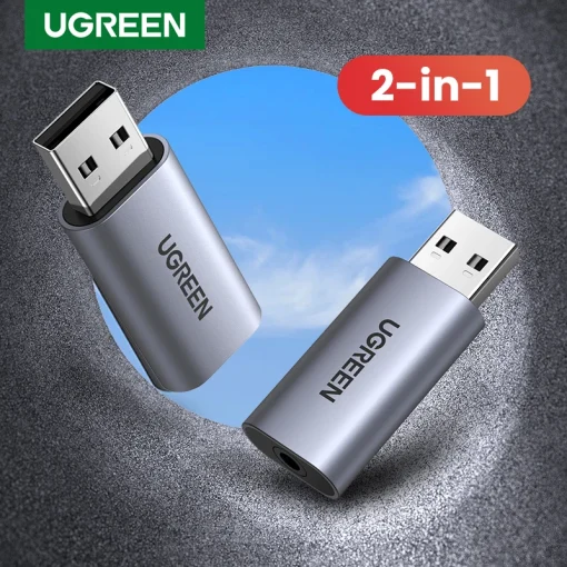 Adaptador de interfaz USB a interfaz de audio de 3,5 mm de tarjeta de sonido UGREEN