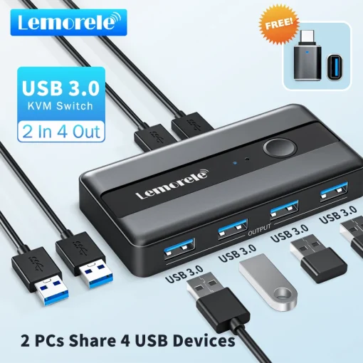 Adaptador de interruptor KVM USB Lemorele