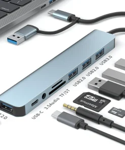 Adaptador expansor USB-C 8 en 1