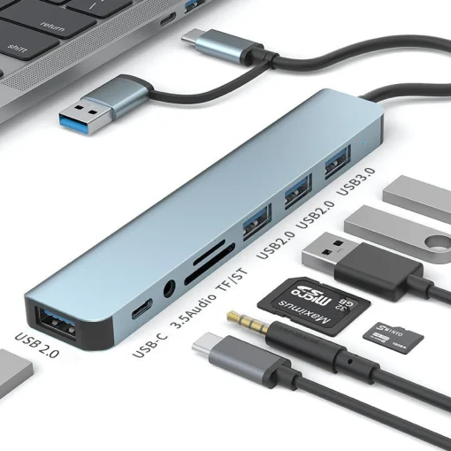 Adaptador expansor USB-C 8 en 1