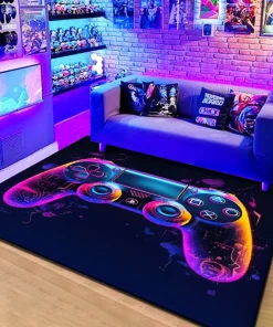 Alfombra antideslizante y antisuciedad para habitación de juegos con consola de juegos 3D