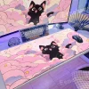 Alfombrilla Kawaii Gato Negro sobre las Nubes