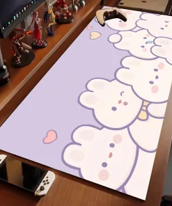 Alfombrilla anime de ratón grande Kawaii rosa de conejo