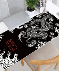 Alfombrilla de ratón XL para juegos con arte japonés y dragón