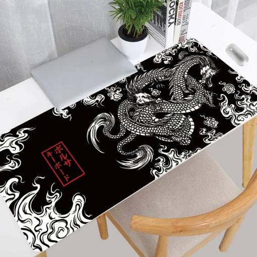 Alfombrilla de ratón XL para juegos con arte japonés y dragón