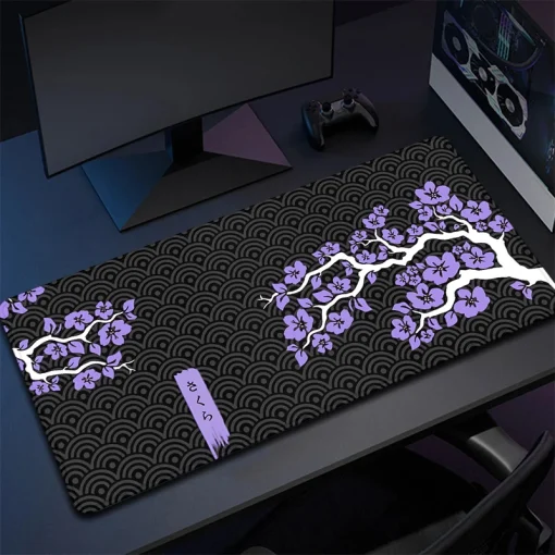 Alfombrilla ratón Sakura grande, alfombrilla gamer morada