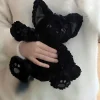 Almohada de peluche de gato negro bonito, KUKI rizado