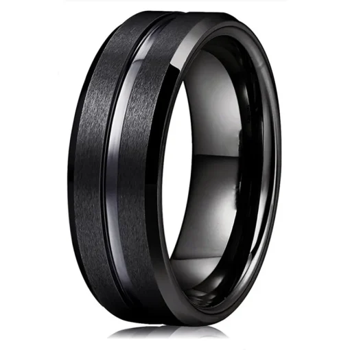 Anillo de boda negro de tungsteno de 8 mm para hombre