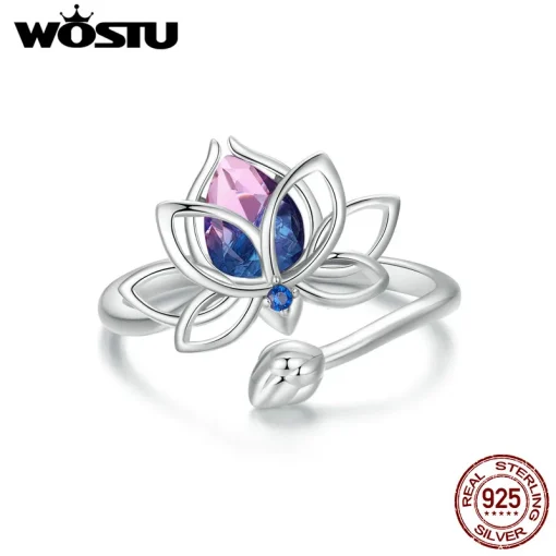 Anillo flor de loto plata 925 WOSTU