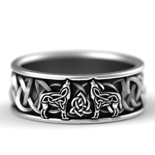 Anillo vikingo de lobo gigante