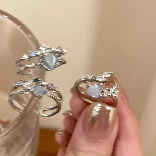 Anillos de cristal Y2K Kpop ajustables