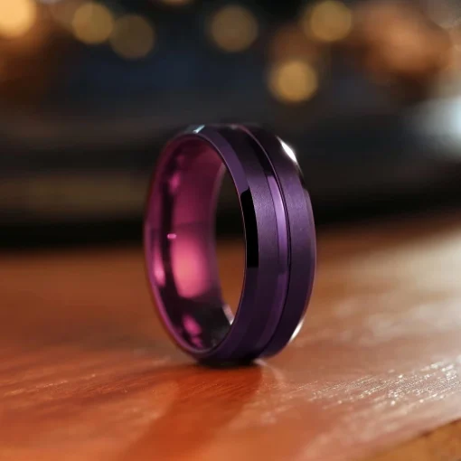 Anillos de moda de acero inoxidable púrpura para hombres y mujeres