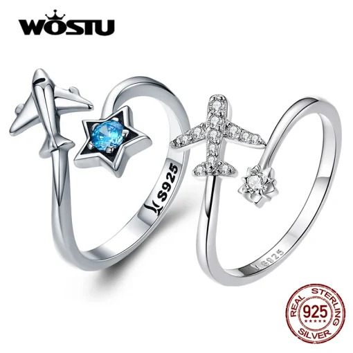 Anillos lejanos WOSTU de plata 925 auténtica al 100%