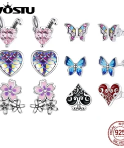 Aretes WOSTU con flamencos y flores de plata de ley 925