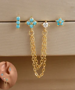 Aretes de Aro y Cadena