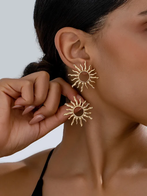 Aretes de Perno con Girasol Elegante y Moderno