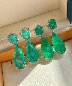 Aretes de Plata de Color con Gota Grande, Joyería Fina