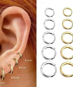 Aretes de aro de moda dorada