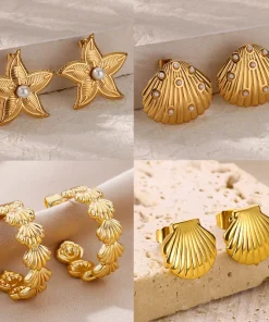 Aretes de estrella de mar de acero inoxidable