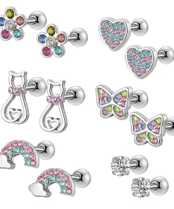 Aretes hipoalergénicos, 6 pares