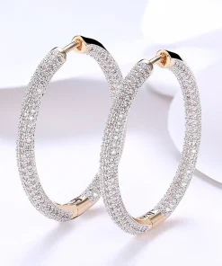 Aros Oro Zircon Plata Ley 925 Mujer