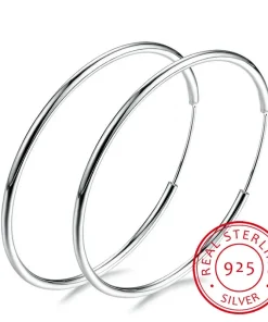 Aros de aro de plata esterlina 925 pura para mujer