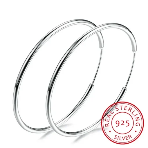 Aros de aro de plata esterlina 925 pura para mujer