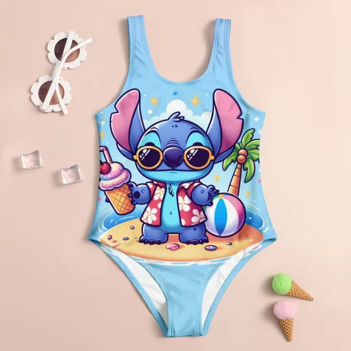 Bañador infantil enterizo Miniso Stitch 3D niña