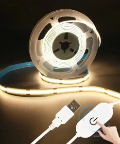 Banda de Luz LED USB Sensor Táctil 5V Cinta Diodo COB Atenuador Retroiluminación Bricolaje Alta Densidad Luces Lineales Lámpara Cinta Decoración Hog