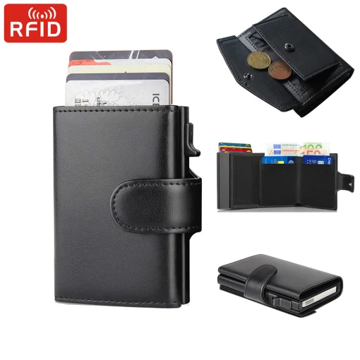 Billeteras RFID de cuero microfibra para hombre