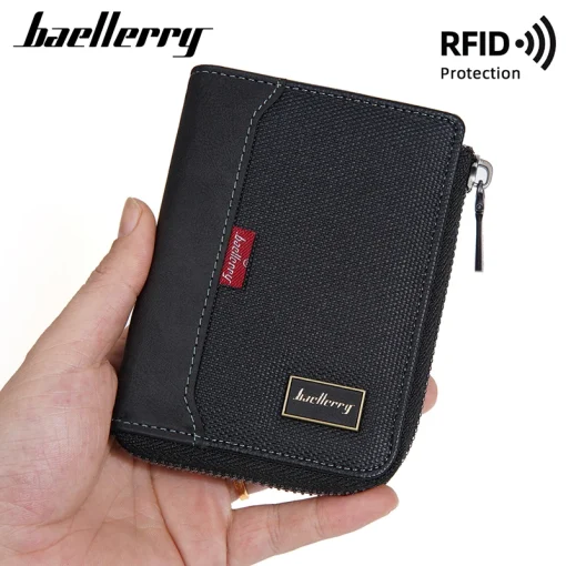 Billeteras hombre con cremallera RFID finas sencillas Baellerry