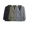 Blazer de oficina de doble botonadura para mujer TRAF