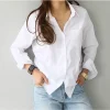 Blusa de Algodón Camisa Blanca Moda Mujer