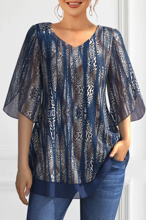 Blusa veraniega informal, hombros descubiertos, cuello en V