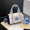 Bolsa Stitch de loneta de cubo, lindo bolso de mano, bolso bandolera informal todo a juego